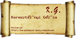 Keresztényi Géza névjegykártya